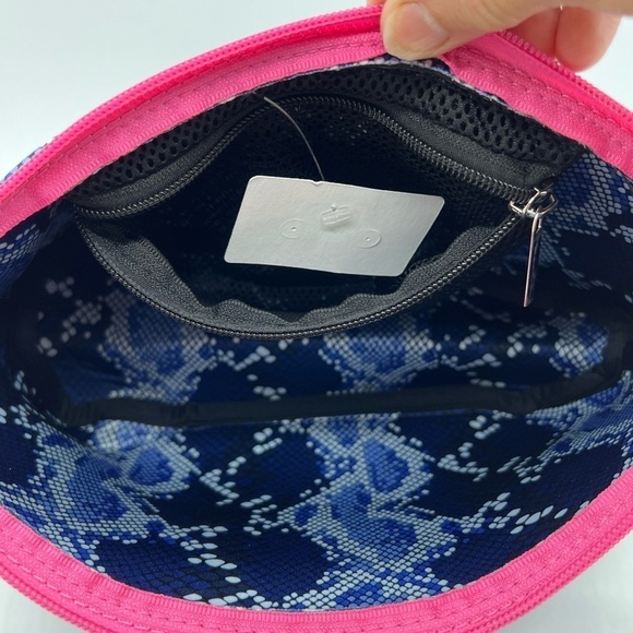 TAYLOR GRAY SARAH LARGE CARRYALL COSMETICS BAG BLUE SNAKESKIN PATTERN NWT - Picture 7 of 16